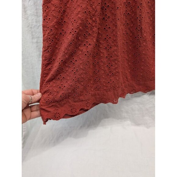 knox Rose women's size Medium short dark orange dress v neck ruffle summer D14 - Picture 4 of 8